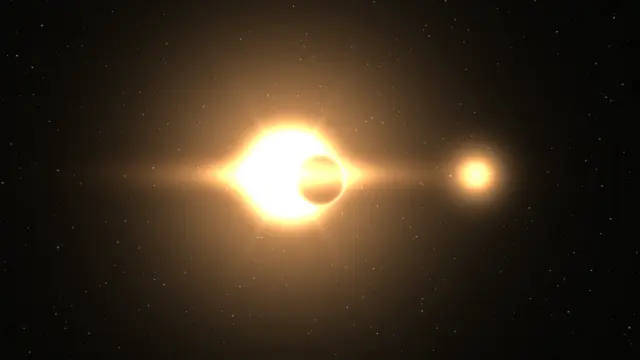 Planet transiting a binary star system