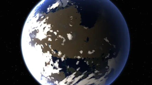 Close-up showing terrain elevation, ice coverage, and ocean boundaries